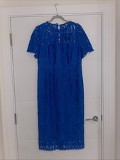 Very Blue Lace Midi Dress Size 14 Smart Occasion Stylish Party Work Short Sleeve
