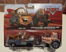 Disney Pixar Cars Mater & Tractor W/ Tire In Mouth 2-Pack 1/55 Toy Vehicle NEW