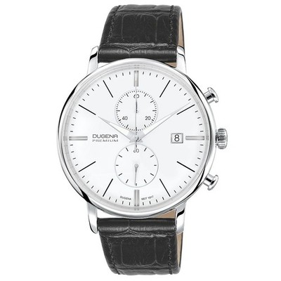 Dugena Premium Herrenuhr Festa Chrono mit Lederband Weiß / Schwarz 7000168