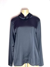 BANANA REPUBLIC GRAY SATIN LONG SLEEVE BLOUSE SIZE LG