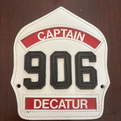 Decatur 906 Firefighters Captain Helmet Shield Patch Leather Unused Firefighting