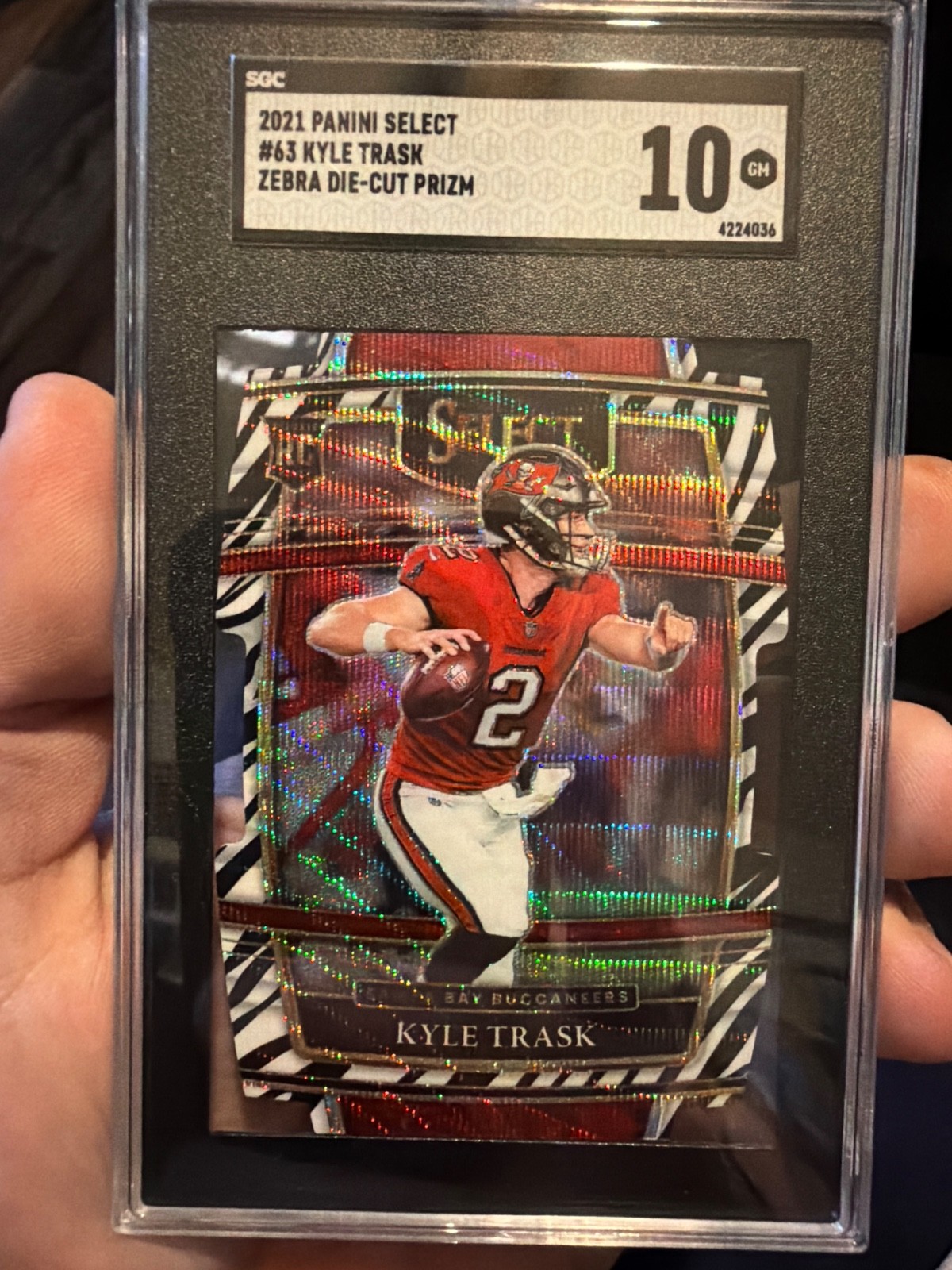 2021 Panini Select - Concourse Kyle Trask #63 Zebra Prizm Die-Cut (RC)