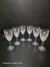 Set 6 German Lead Crystal Wine Glasses Bleikristall 24% PbO Cut Design 8"