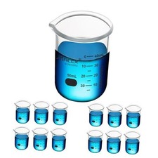 1.7oz(50ml) Sturdy Glass Beaker, 3.3 Borosilicate Griffin Vol.50ml, Pack of 12