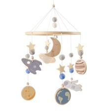 Space Nursery Mobile - Wooden Baby Mobile - Solar System Crib Mobile Astronau...