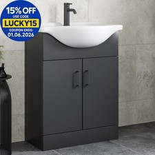 650mm Freestanding Vanity Unit with Basin Bathroom Sink Cabinet Matt Black