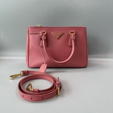 Prada Galleria Small Rose Pink Saffiano Leather Tote Bag Gold Hardware Auth