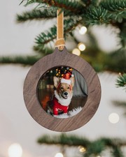 2025 Vintage Mini Christmas Picture Frame Ornaments - 3 Pack Rustic Round Wal...