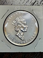 1990 Elizabeth II Canadian Maple Leaf 1 oz .9999 Pure Silver Coin