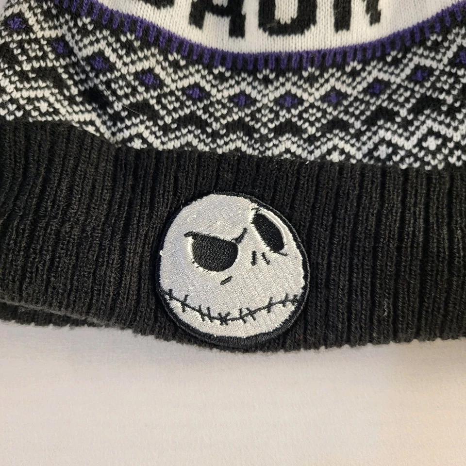 Jack Skellington Nightmare Before Christmas Beanie Hat Black New Era Knit Hat OS - Image 4 of 4