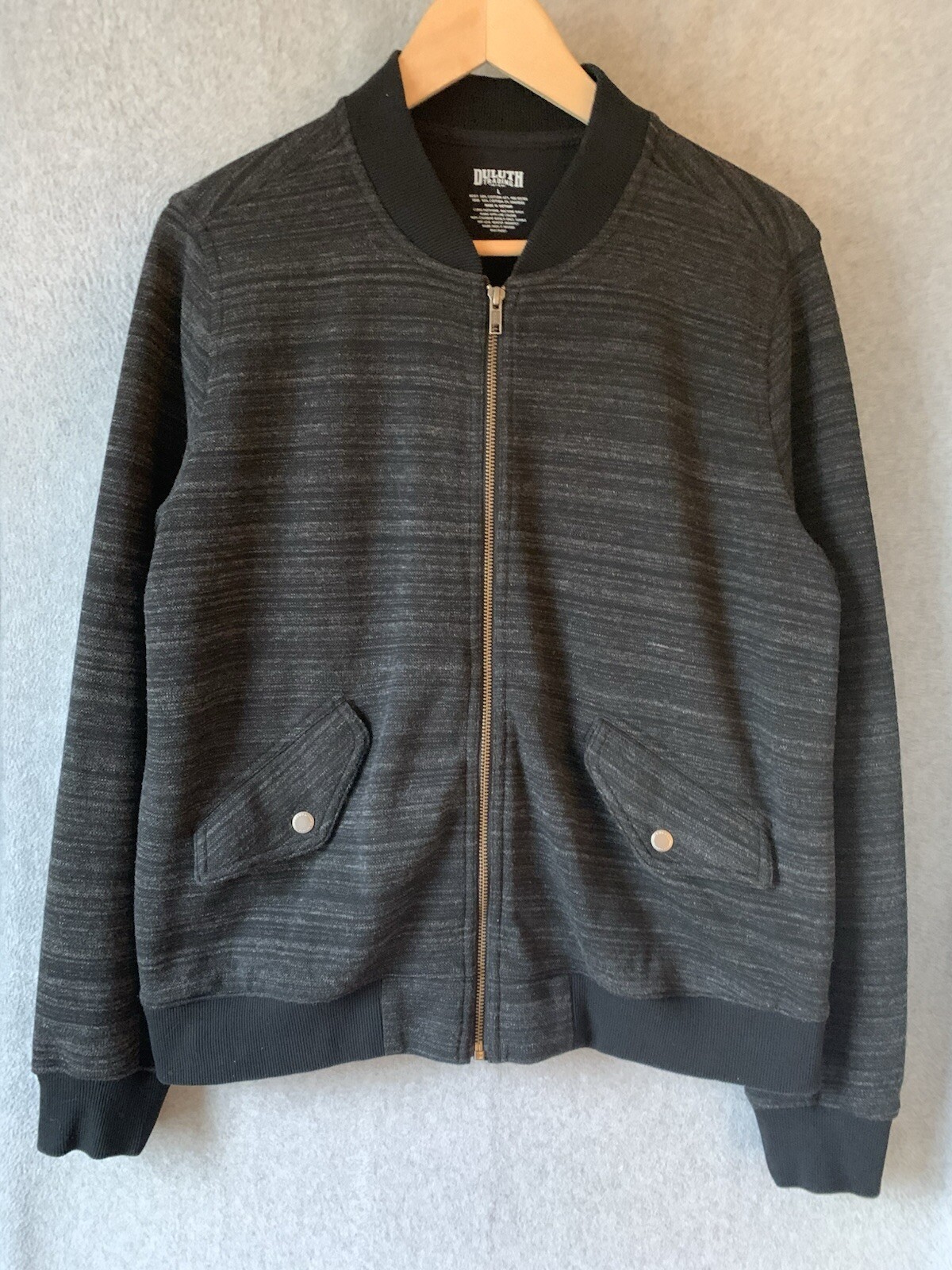 Duluth Trading Women’s Deux More Double Knit Bomber Jacket Black sz L Snap