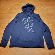 Nike Women's Dri-Fit Hoodie Just Do It Thumb Holes Sz Large Running Fleece Black