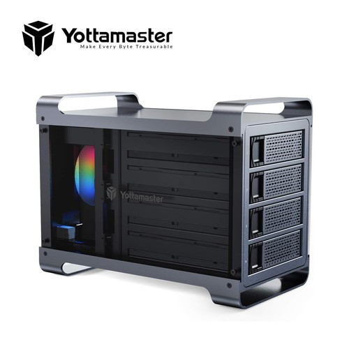 Yottamaster 4 Bay Hard Drive Enclosure USB 3.0 Type B RGB For 2.5" 3.5" SATA HDD - Picture 7 of 8