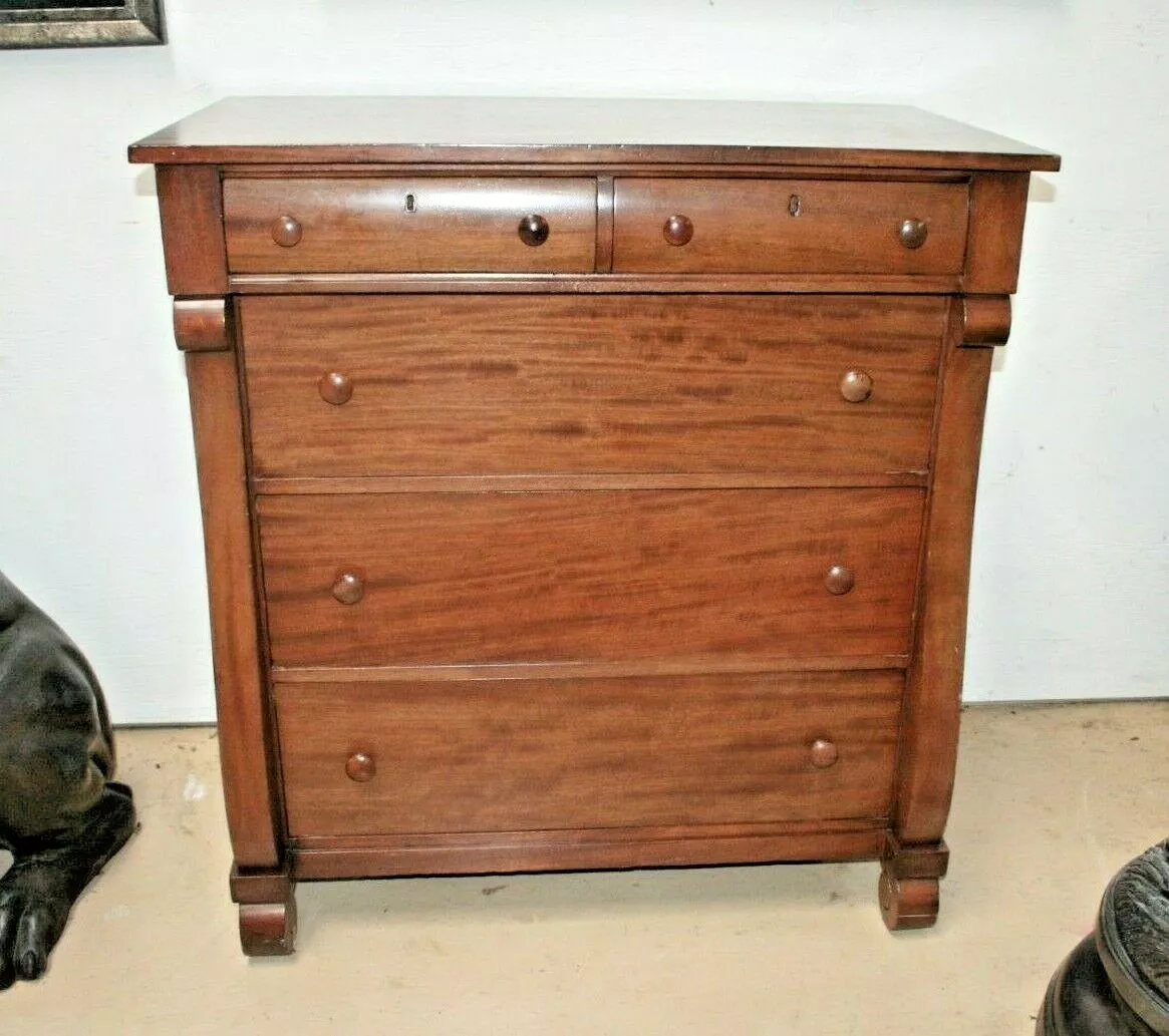Antique American Mahogany 5 Drawer Chest late 1800 s H 41