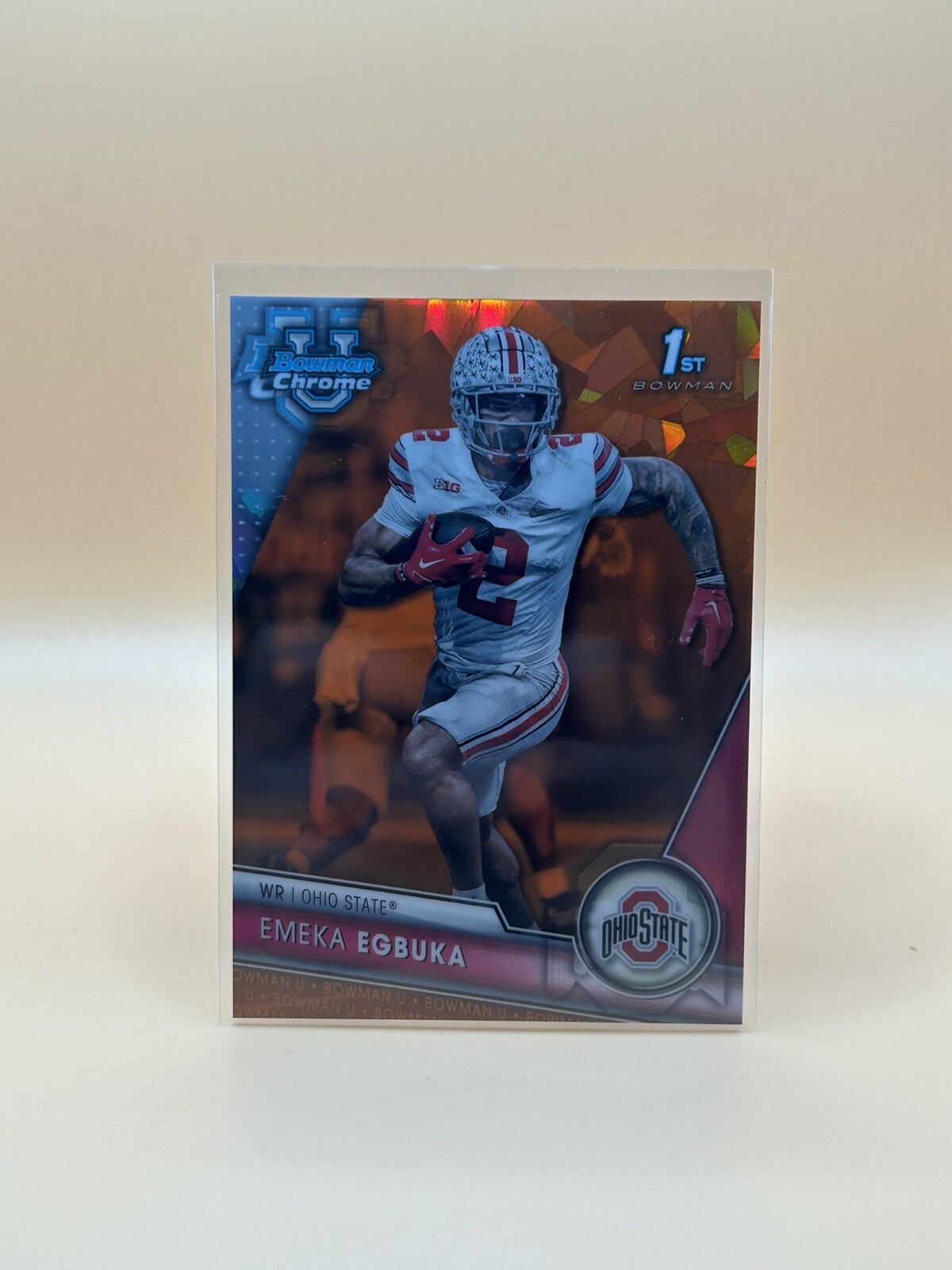 Emeka Egbuka 2023 Bowman University Chrome Sapphire #115 Orange Sapphire #/25