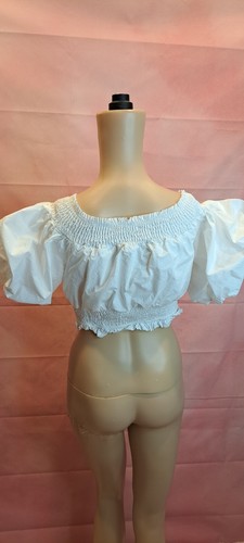 Mable White Puff Sleeve Front Crop Top Size Medium - 第 2/10 張圖片