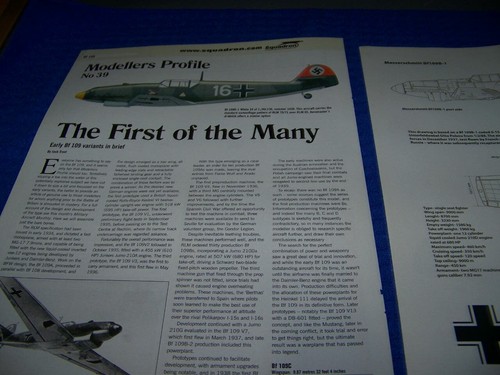 MESSERSCHMITT BF 109 B-1..MODEL REVIEW/2-PAGE 1:48 4-VIEWS/PROFILES (942AA) - Picture 2 of 5