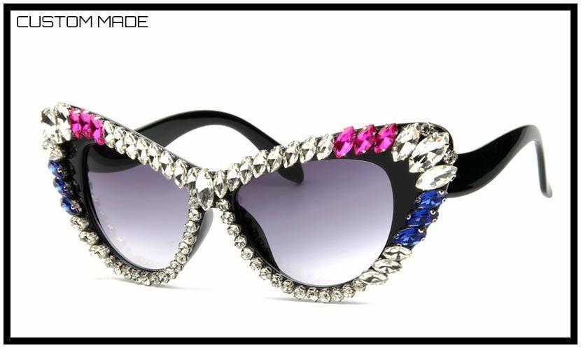 Oversized Exaggerated Retro Cat Eye SUNGLASSES Big Frame Bling Crystals HANDMADE image 10