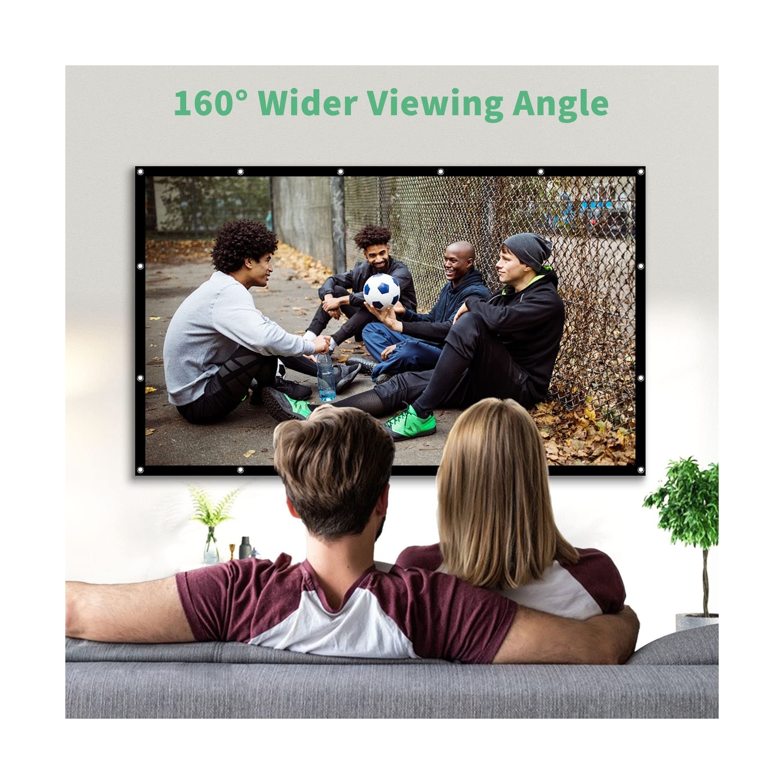 Foldable 150-Inch Projector Screen with 160° Viewing Angle - Indoor ...