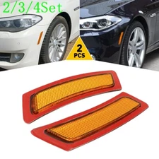 2/3Set Amber Front Bumper Reflector Side Marker Light For 11-16 BMW 5 Series F10