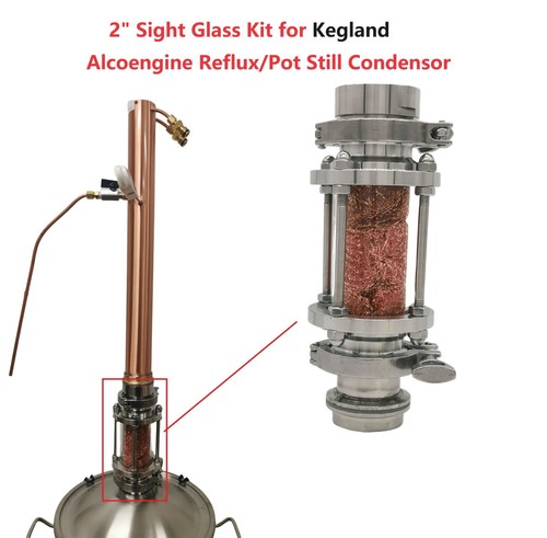 Stainless steel 2" T.C Sight Glass Kit for Kegland Alcoengine Reflux/Pot Still