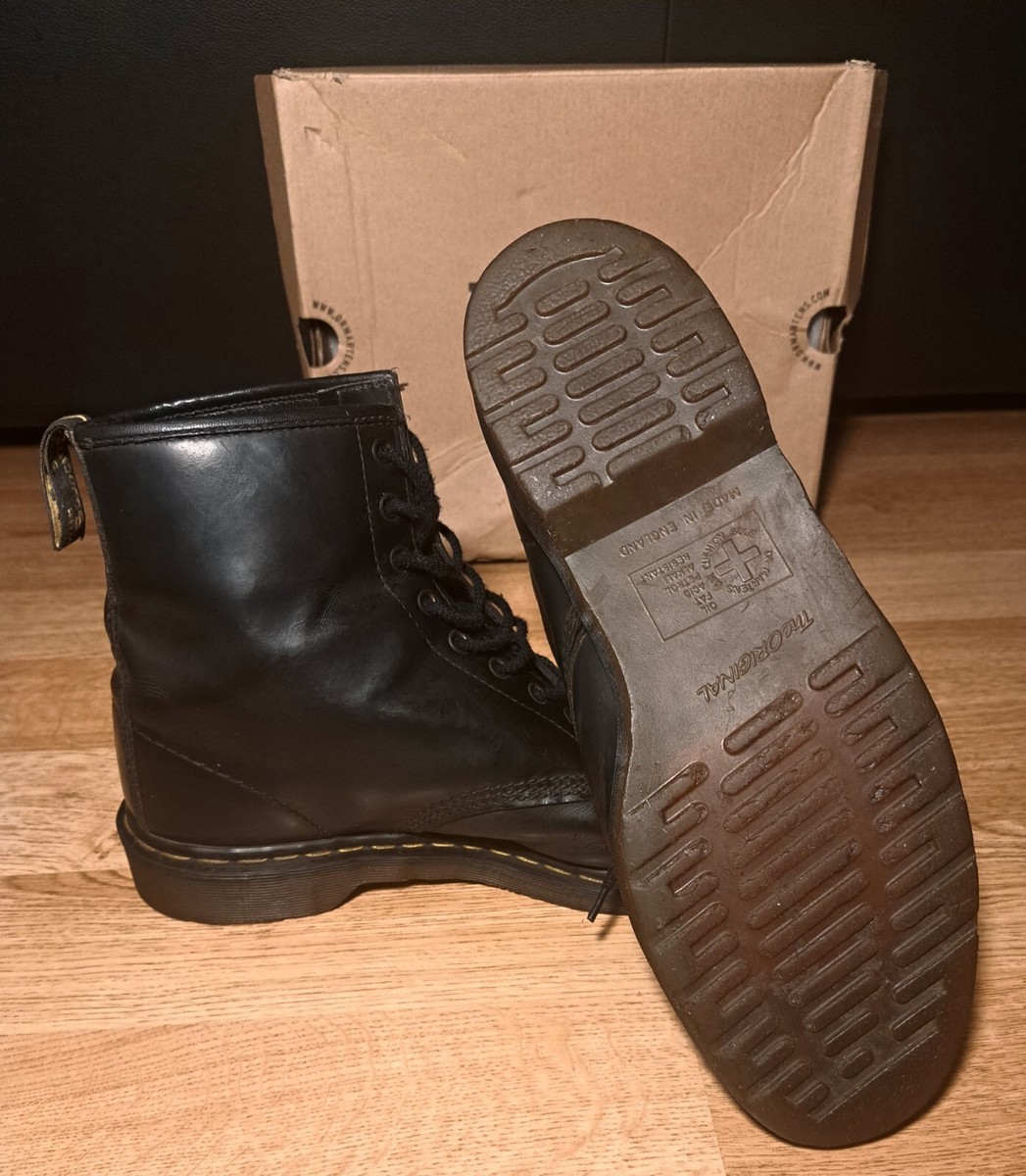 Dr Martens Made In England Hole Black Genuine Leather Boots Size 11 Air  Wair