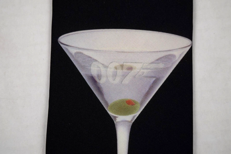Corbata de Colección Ralph Marlin Años 90 Bond 007 Grabada Martini Vidrio Poli Corbata 57" x 3.75" Foto 2 de 4