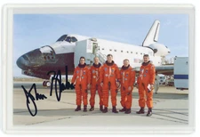 John Blaha Signed Photo -NASA Astronaut Space Shuttle Pilot STS-29 Landing Crew