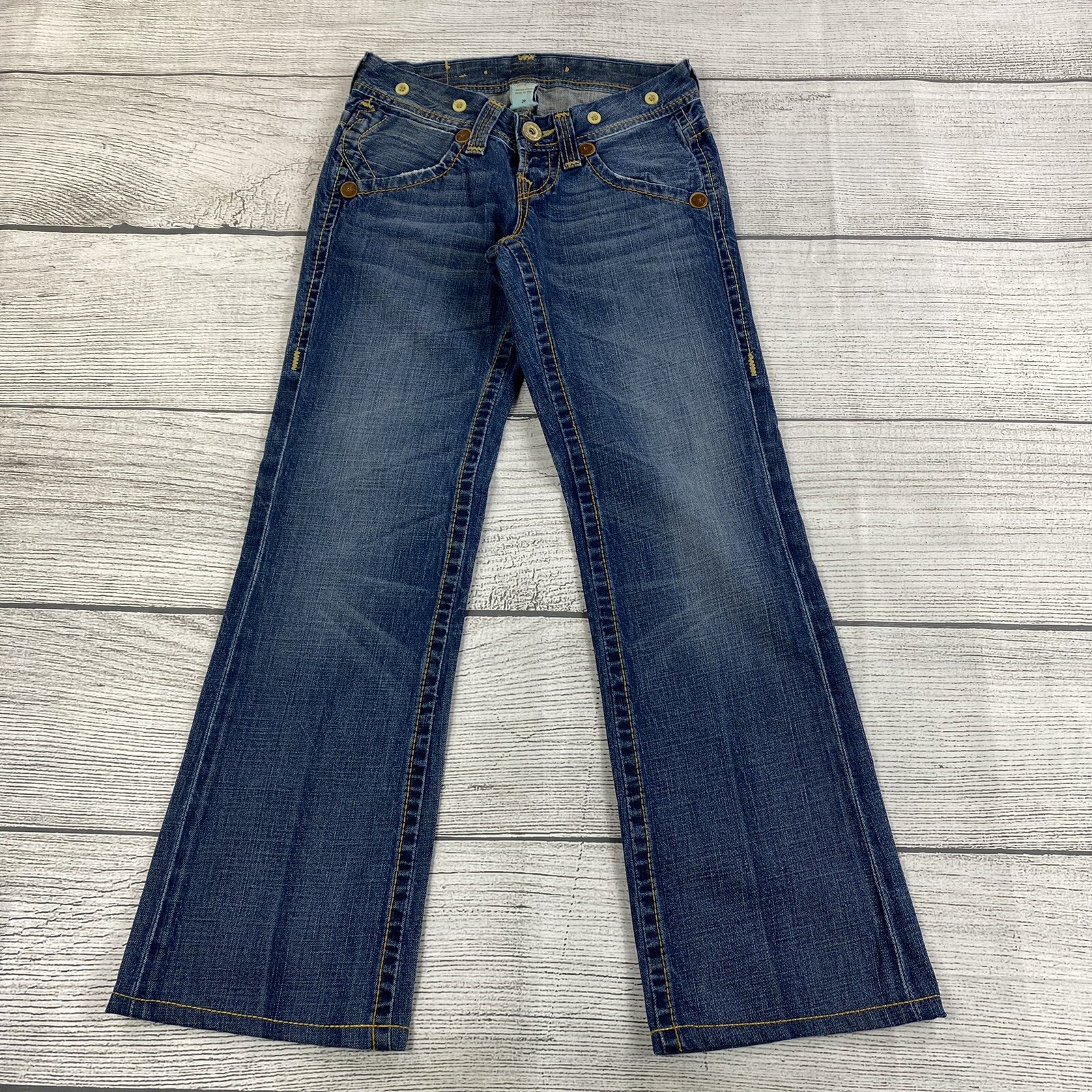 True Religion Vintage Heritage Jeans Women Size 26 Denim Pants Suspender Buttons