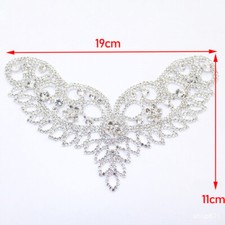 Rhinestone Applique Crystal Beaded Flower Motif DIY Bridal Collar Sash Belt Trim