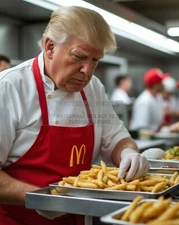 PRESIDENT DONALD TRUMP AS PROFFESIONAL McDONALDS FRY COOK PORTRAIT 8X10 AI PHOTO