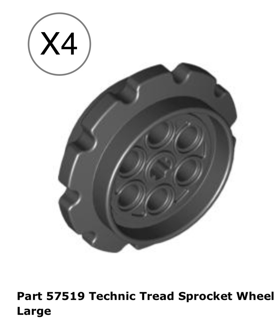 Lego 4 Pieces Black Technic Tread Sprocket 5x5x1 Large Wheel Part