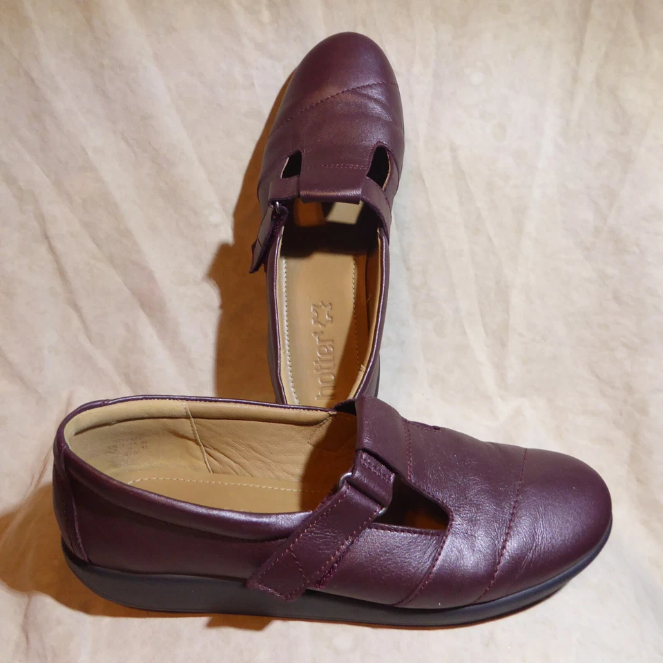 🩰 Lo último Correa en T Comfort Mary Janes 9,5 M Cuero Rojo Borgoña; Marca del Reino Unido; ¡Bonito! Foto 2 de 4