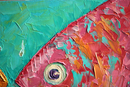 Original Oil Canvas Painting "Kiss of the Fishes" Art by Ukrainian Artist - Picture 8 of 16