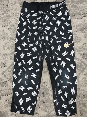 Nike Pro Capri Leggings Girls Large Black Dri-Fit Compression