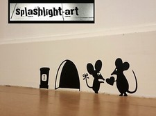 Mouse Hole Skirting Board Vinyl Mice Love Heart wall Art sticker funny Decal
