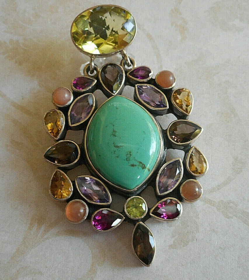 Gorgeous Nicky Butler Sterling Silver Turquoise Multi Stone Pendant  RE61C - Image 3 of 4