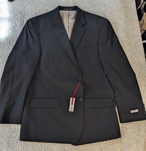 $396 Izod Men's Black Classic-Fit Solid Jacket Pants 2-Piece Suit Size 46R