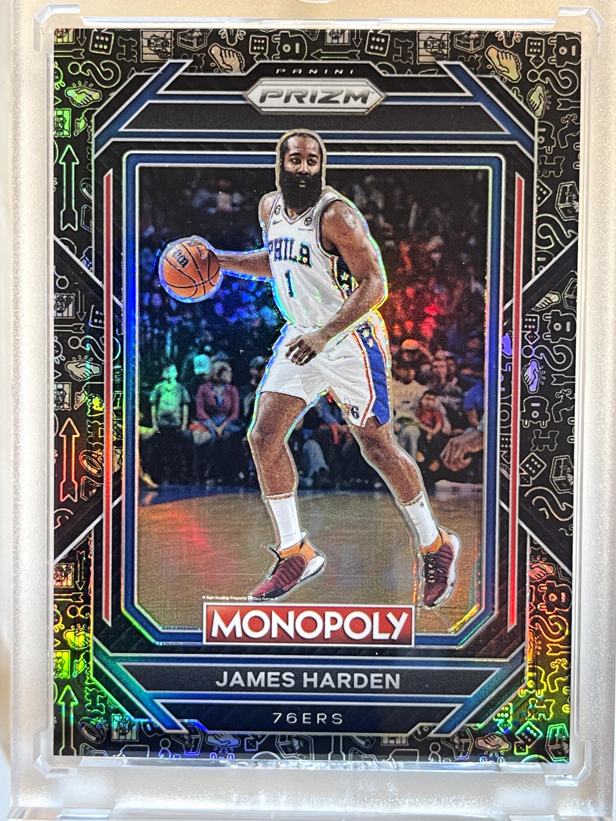 2022-23 Prizm Monopoly James Harden Black Classic Icons Prizm #68 76ers Sp SSP