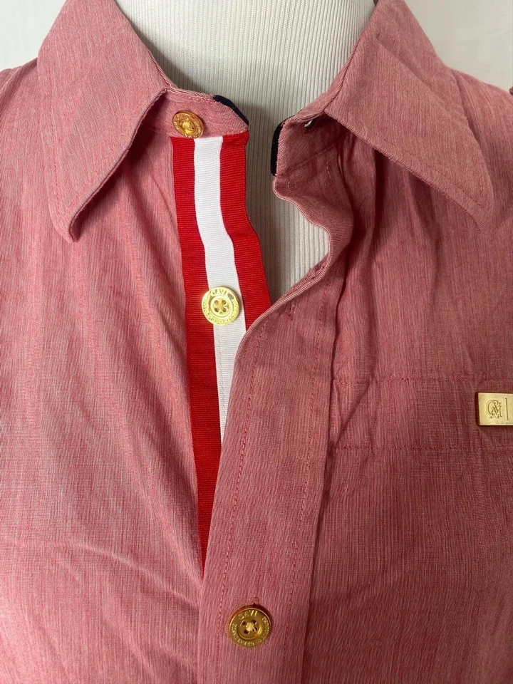 Camisa Cavi Abotonada Para Hombre XL Roja Informal Manga Larga Calce Moderno Top Foto 3 de 4