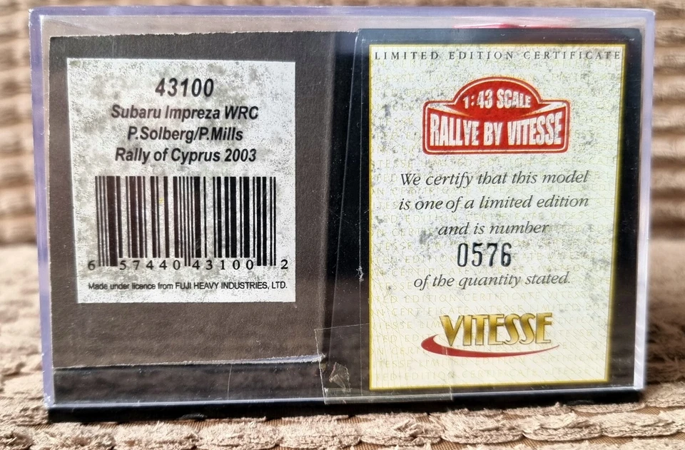 Vitesse. Subaru Impreza WRC - 7 солдберг/мельницы-ралли Кипр 2003 1:43 победитель - Изображение 3 из 4