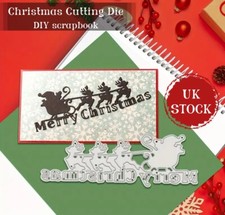 Santa Sled Reindeer Card Craft Embossed Stencil DIY Metal Cutting Die Scrapbook