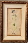 ANTIQUE RUSSIAN WATERCOLOR OF A GIRL WITH FLOWERS — photo 2