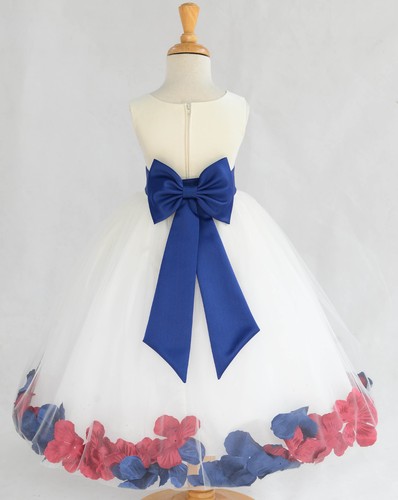 IVORY HOLIDAY CHRISTMAS ROSE PETAL WEDDING FLOWER GIRL DRESS 9M 2 4 6 8 10 12 14 - Picture 25 of 28