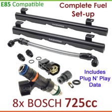 8x BOSCH 725cc E85 Injectors & Fuel Rail Setup For Holden HSV Statesman 5000i VQ