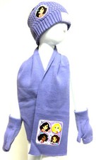 MOXIE GIRLZ Fingerless GLOVES + HAT + SCARF Set PURPLE Acrylic Knit | 5-8 Years