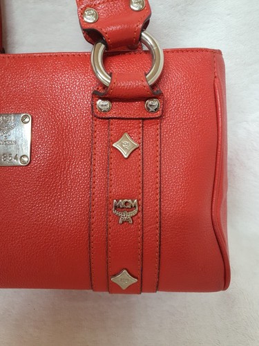 AUTHENTIC MCM Red Leather Tote Bag - Picture 4 of 21