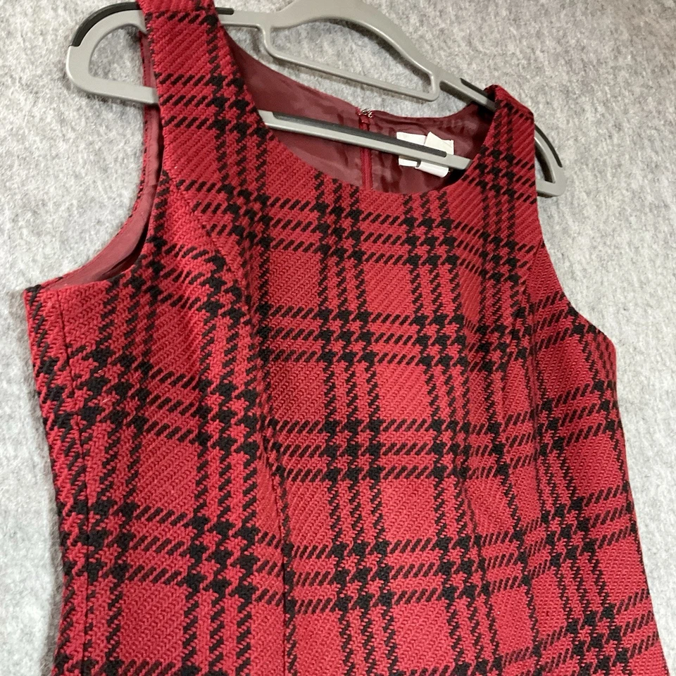 Vestido Chadwick Para Mujer PM Rojo Mezcla de Lana a Cuadros Sin Mangas Pequeño Mediano Retro Y2K Foto 4 de 4
