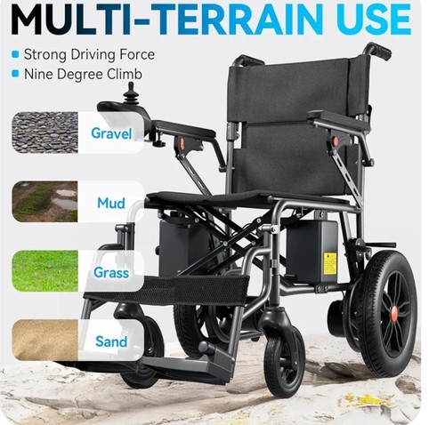 Electric Power wheelchair, All Terrain 15 Miles range. light weight
