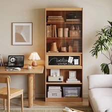 Roger Bookcase Modular Display Shelf & Storage Multiple Size Natural Wood Color